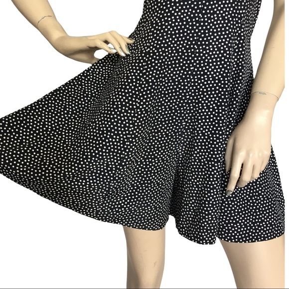 Vintage Y2K Romper Shorts Onesie Playsuit Retro PinUp Black White Tiny Polka Dot - Picture 7 of 12